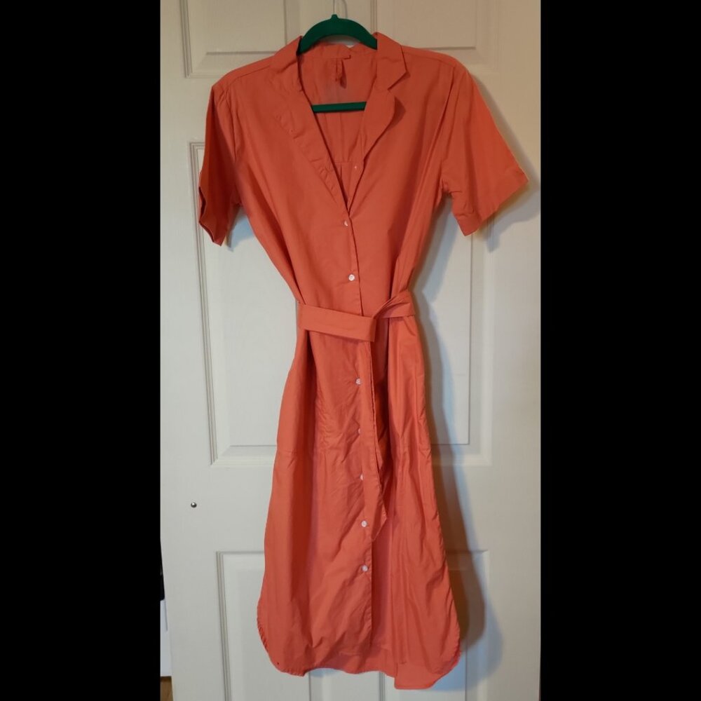 Aiayu shirt dress - coral orange - organic cotton - xs small